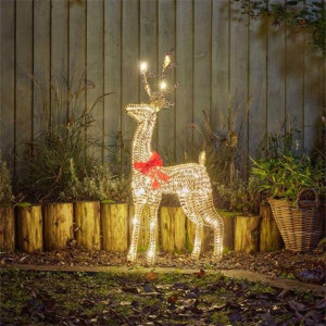 Three Kings Glitter Twist Reindeer 80Cm Plug-In 80 Led Warm White