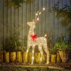 Three Kings Glitter Twist Reindeer 95Cm Plug-In 94 Led Warm White