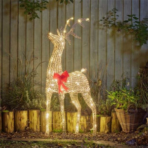 Three Kings Glitter Twist Reindeer 120Cm Plug-In 110 Led Warm White
