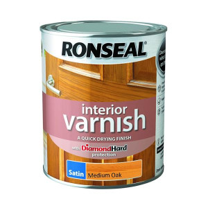 Ronseal Interior Varnish Satin Medium Oak 250Ml