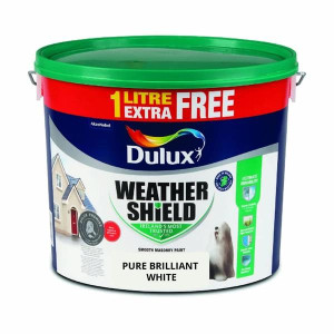 Dulux Weathershield Smooth Masonry Paint 10L + 1L Free White