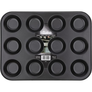 I-Bake Non-Stick 12 Cup Bunsheet