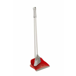Varian Long Handle Dustpan & Brush Red