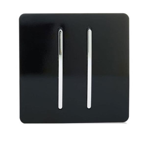 Trendi 2 Gang 2 Way Rocker Light Switch Black