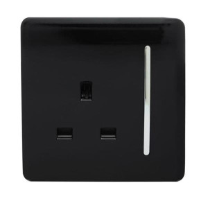Trendi 1 Gang 13 Amp Switched Single Socket Black