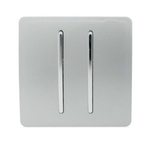 Trendi 2 Gang 2 Way Rocker Light Switch Silver