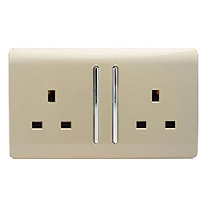 Trendi 2 Gang Long Switched Plug Socket Gold