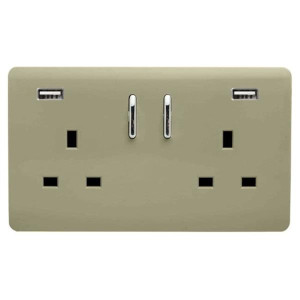 Trendi 2 Gang Usb 2100Ma Plug Socket Gold