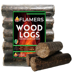 Flamers Premium Smokeless Woodlogs Natural Recycled 5Pk
