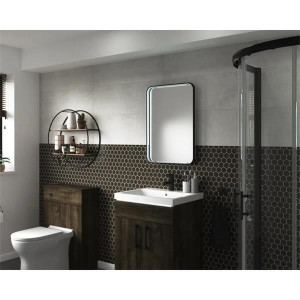 Rt Large Aspect Rectangular Mirror Matt Black 700Mm X 500Mm
