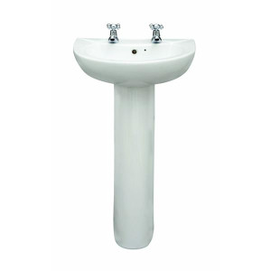 Sonas Strata 50Cm Basin With Full Pedestal 2 Tap Hole