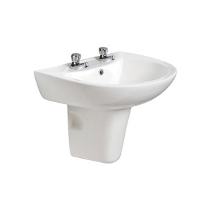 Sonas Strata 45Cm Basin With Semi Pedestal 2 Tap Hole