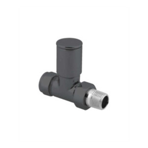 Sonas Straight Radiator Valve Round Head Set - Anthracite