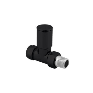 Sonas Straight Radiator Valve Round Head Set - Black