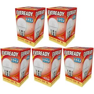 Eveready 5.2W (40W) B22 Golf Led Light Bulb Warm White 5Pk