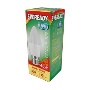 Eveready B22 Led Candle 470 Lumens 5.2W (40W ) 5Pk