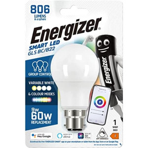Energizer B22 Smart Led Gls Bc Variable White And Rgb 806 Lumens 9.2W(60W)