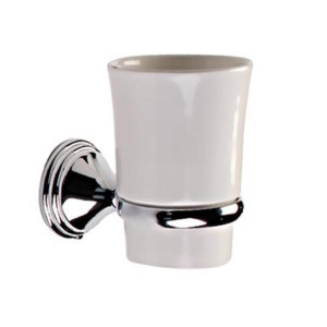Bg Home Tema Arno Chrome Tumbler Holder & Ceramic Tumbler