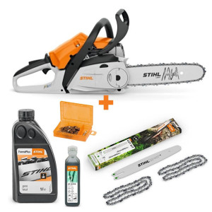 STIHL MS 172 C-BE PM3 35cm – Cut Kit 3, mały zestaw olejów i pojemnik na łańcuch