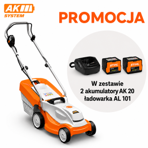 STIHL RMA 235 – kosiarka akumulatorowa, Zestaw: 2× AK 30 S + AL 101