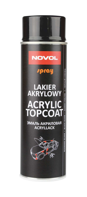 Lakier Akrylowy Novol Topcoat Czarny Połysk 500ml Spray