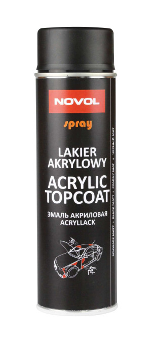 Lakier Akrylowy Novol Topcoat Czarny Mat 500ml Spray