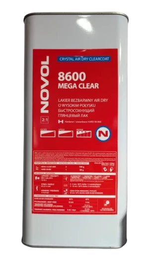 Lakier Samochodowy Lakier Samochodowy Bezbarwny Akrylowy Szybki Novol 8600 Mega Clear 5l