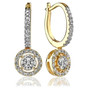 Kolczyki z diamentem 1.00 ct z żółtego złota K2579ZB