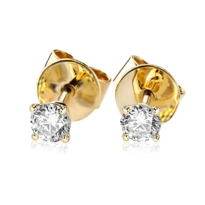 Kolczyki 0.38 ct z diamentem z żółtego złota K0247ZB
