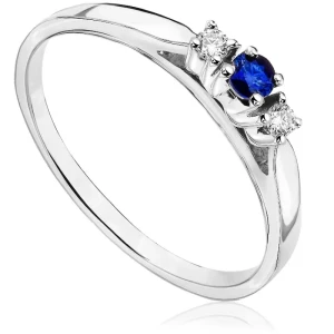 Szafir pierścionek zaręczynowy z diamentami 0.14 ct z białego złota
P0032BS