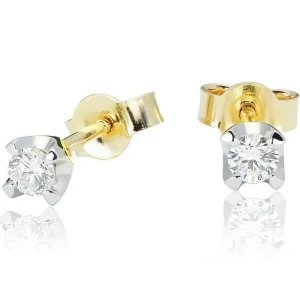 Kolczyki z diamentem 0.24 ct z żółtego złota K0068ZB