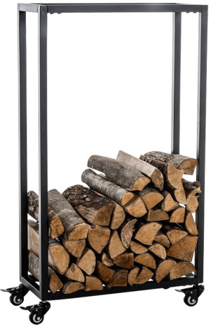 Stojak na drewno opałowe na kółkach Mobilny Hetta 25x40x100 cm Czarny