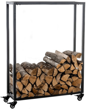 Stojak na drewno opałowe na kółkach Mobilny Hetta 25x60x100 cm Czarny