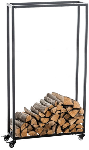 Stojak na drewno opałowe na kółkach Mobilny Hetta 25x60x150 cm Czarny