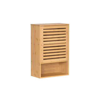 Szafka Łazienkowa Wisząca Bambusowa Nad Umywalkę z Półkami 60x40x20 cm