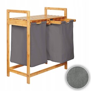 Kosz na Pranie Bambusowy 73x64x33 Ciemnoszary