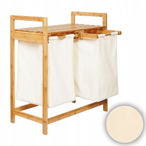 Bambusowy Kosz na Pranie 73x64x33 - Beżowy