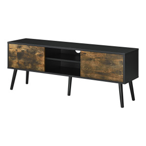 Szafka RTV 120 x 29,5 x 46,5 cm z 2 drzwiami szafki i 2 schowkami tonacja czarna/ciemne drewno en.casa