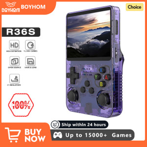 BOYHOM NEUE Grüne R36S Retro Handheld Spielkonsole Linux System 3,5 Zoll IPS Bildschirm Tragbare Tasche Video Player 64GB 128G Spiel Kind Geschenk