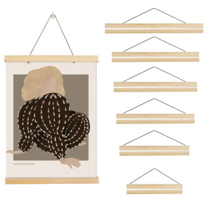 NONE 1PC Magnetische Holz Bild Poster Aufhänger Rahmen Fotos Wand Kunst Leinwand Druck Malerei Teak Kiefer Holz Wohnzimmer Wohnkultur