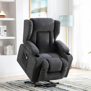 COMHOMA relaxfauteuil lifthulp massagestoel met stoffen oppervlak elektrische liftstoel tv-stoel fauteuil met lifthulp met relaxfunctie stof Blue