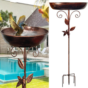 homyl Garten-Vogelbad, robustes Eisen-Vogelbad für den Außenbereich, Vintage-Steh-Vogelbadschale für den Außenbereich, Garten, Terrasse, Hof