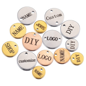 Alisaya 100 Stück individuelle Lasergravur mit Namenslogo aus Edelstahl, personalisierter Edelstahl, blanko, Erkennungsmarken, Charms im Großhandel