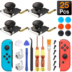 VGBUS 25In1 Joycon Joystick Ersatz Kit für Nintendo Switch Ns Links Rechts Controller Reparatur Teile 3D Analog Thumb-Stick Zubehör