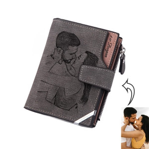 Zciti Benutzerdefinierte personalisierte Foto-Geldbörsen für Herren, kurzes Portemonnaie-Design, Retro-Geldbörse mit hoher Kapazität, Geschenk für
