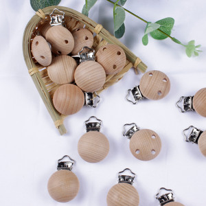 NONE 20 Teile/los Holz Schnuller Clip Buche Schnuller Clips Kautable Zahnen Diy Dummy Clip Ketten Baby Beißring Pflege Zubehör