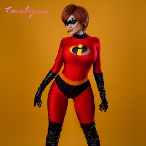tasslynn Mr Mrs Incredible Cosplay Elasti Girl Family Anzug für Erwachsene und Kinder, Overall, Bodysuit, Halloween-Kostüme für Frauen