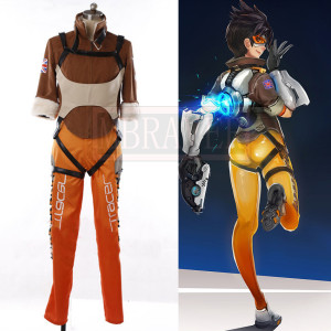 MBRAVER OW Tracer Lena Oxton Soldier 76 Cosplay-Kostüm, Superheldin, Kampfanzüge, Halloween, Weihnachten, Party, Uniform, nach Maß