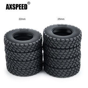 AXSPEED 22mm/25mm Breite Schwarz Gummi Reifen Rad Reifen für Tamiya 1/14 RC Anhänger Traktor Lkw Vorne hinten Rad Felgen 5 #