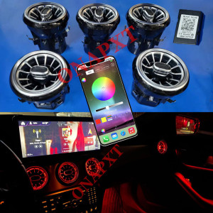 ONAPXT Für Benz A/C/E/S/V/CLA/GLA/GLC X253 W205 W222 W176 W213 W447 W117 W156 LED Bluetooth APP Düse Umgebungs Licht Air Vent Turbine